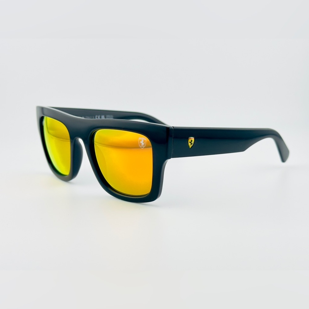 Ray-Ban Scuderia Ferrari Sunglasses RB2217M Black Frame Yellow-Orange Lenses - Picture 9 of 14